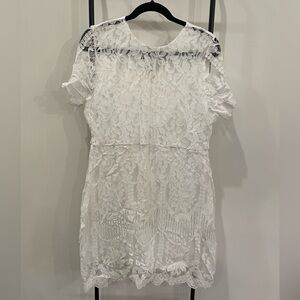 SHEIN White Floral Lace Mini Dress